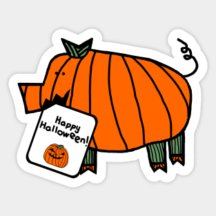 Pumpkin Pig with Halloween Horror Greeting Sticker